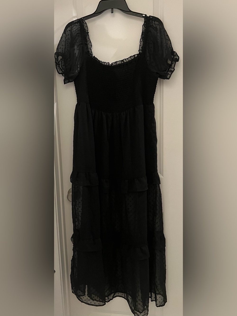 Rebellion Again Juniors XL Black Swiss Dot Tiered Maxi Dress NWT